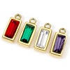 Picture of Eco-friendly PVD Vacuum Plating 304 Stainless Steel Birthstone Charms 14K Real Gold Plated Rectangle Mini Multicolour Cubic Zirconia