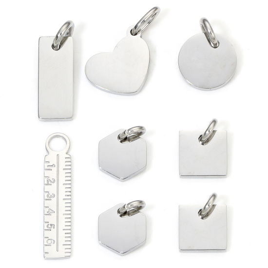 Picture of Eco-friendly 304 Stainless Steel Simple Charms Silver Tone Geometric Smooth Blank