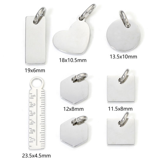Image de Eco-friendly 304 Stainless Steel Simple Charms Silver Tone Geometric Smooth Blank