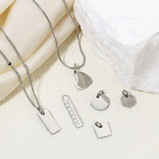 Bild von Eco-friendly 304 Stainless Steel Simple Charms Silver Tone Geometric Smooth Blank