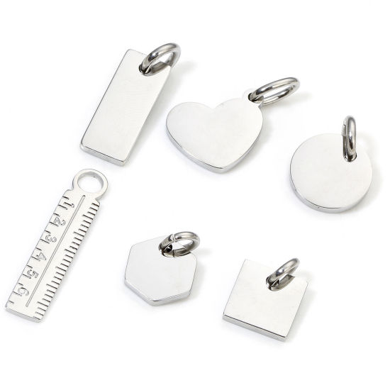 Bild von Eco-friendly 304 Stainless Steel Simple Charms Silver Tone Geometric Smooth Blank