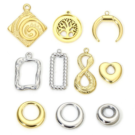 Picture of Eco-friendly Vacuum Plating 304 Stainless Steel Geometric Charms Multicolor Circle Chubby Ring Hollow