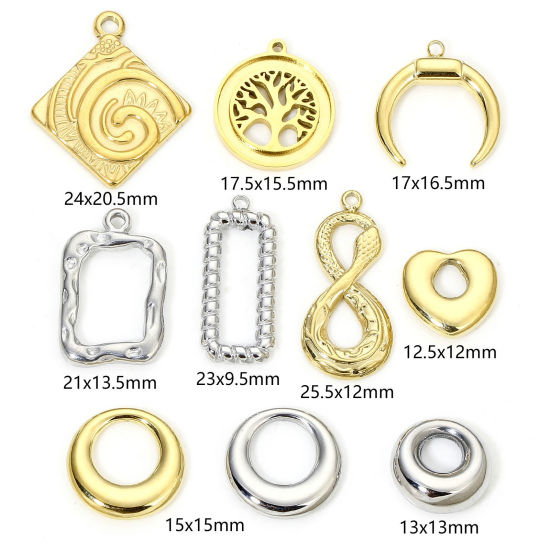 Изображение Eco-friendly Vacuum Plating 304 Stainless Steel Geometric Charms Multicolor Circle Chubby Ring Hollow