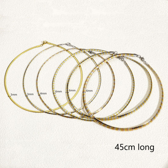 Picture of 1 Piece 304 Stainless Steel Omega Chain Collar Neck Ring Necklace For DIY Jewelry Making 45cm(17 6/8") long