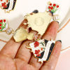 Picture of Zinc Based Alloy Mother's Day Charms Gold Plated Multicolor Envelope Flower Enamel