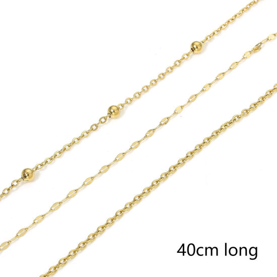 Bild von 1 Strang Umweltfreundlich Einfach und lässig Einfach Vergoldet 304 Edelstahl Gliederkette Kette Halskette Für Frauen Party