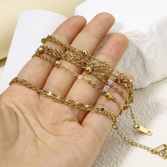 Bild von 1 Strang Umweltfreundlich Einfach und lässig Einfach Vergoldet 304 Edelstahl Gliederkette Kette Halskette Für Frauen Party