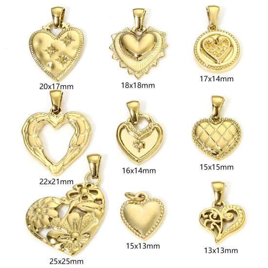Image de Eco-friendly 304 Stainless Steel Valentine's Day Charm Pendant Gold Plated Heart