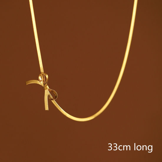 Bild von 1 Stück 304 Edelstahl Schlangenkette Kette Choker Halskette Schleife 33cm lang