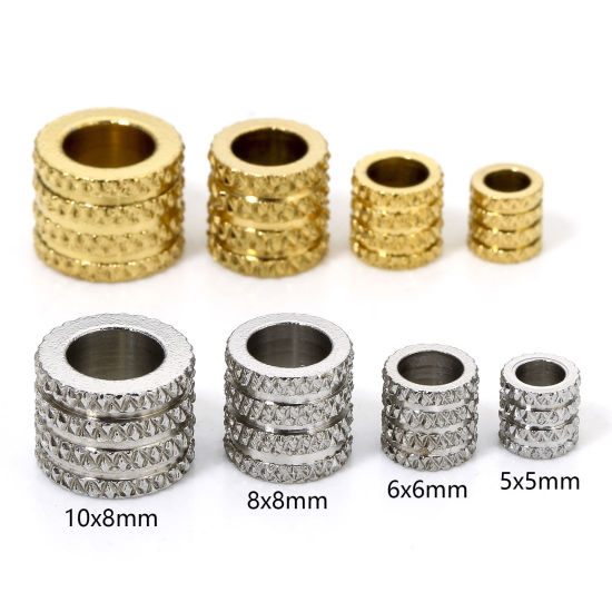 Изображение Eco-friendly 304 Stainless Steel Simple Spacer Beads For DIY Bracelet Jewelry Making Findings Tube Multicolor Stripe Faceted