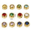 Picture of Eco-friendly 304 Stainless Steel Birthstone Charms Gold Plated Round Multicolor Rhinestone