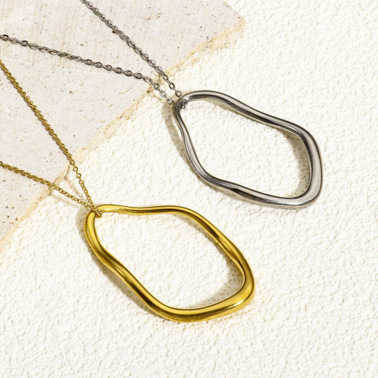 Immagine di 1 Pz Placcatura Sottovuoto 304 Acciaio Inossidabile Pendenti Charms Connettori Ovale 4.6cm x 3cm