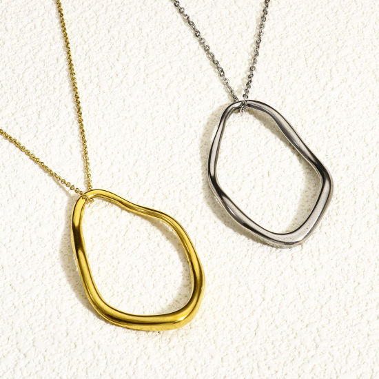 Immagine di 1 Pz Placcatura Sottovuoto 304 Acciaio Inossidabile Pendenti Charms Connettori Ovale 4.6cm x 3cm