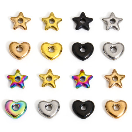 Picture of Vacuum Plating 304 Stainless Steel Beads For DIY Jewelry Making Geometric 13mm x 12mm, Hole: Approx 2.8mm