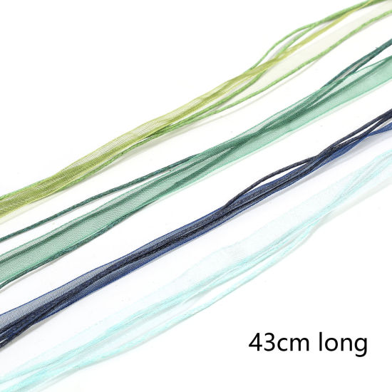 Image de 20 Pièces Collier Multirang en Organza Cordon de Cire de Ruban Couleur Multicolore, 43cm Long