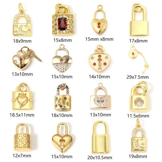 Picture of Eco-friendly Brass Charms 18K Real Gold Plated Lock