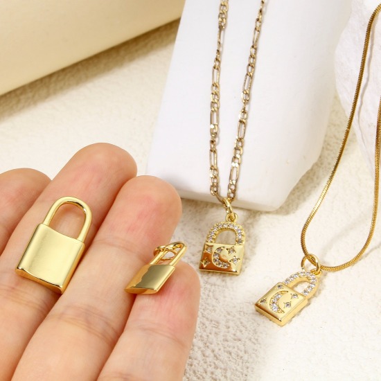 Picture of Eco-friendly Brass Charms 18K Real Gold Plated Lock