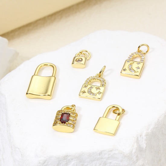 Picture of Eco-friendly Brass Charms 18K Real Gold Plated Lock