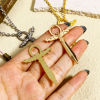 Picture of Zinc Based Alloy Halloween Pendants Multicolor Ankh Egyptian Cross Halloween Bat 5cm x 3.1cm