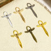 Picture of Zinc Based Alloy Halloween Pendants Multicolor Ankh Egyptian Cross Halloween Bat 5cm x 3.1cm