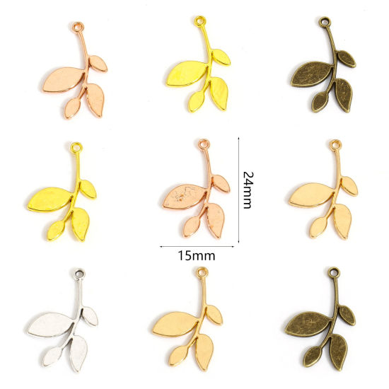 Picture of Zinc Based Alloy Charms Multicolor Leaf 24mm x 15mm
