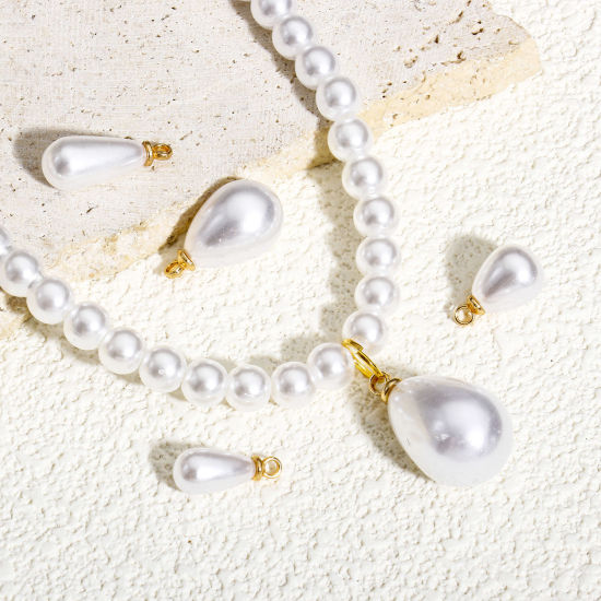 Picture of ABS Charms Drop White High Luster Imitation Pearl