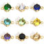 Bild von 5 Stück Messing und Glas Steckverbinder Charms Anhänger Vergoldet Bunt Rund 12mm x 8mm