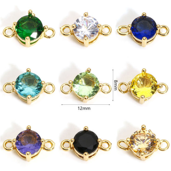 Изображение 5 PCs Brass & Glass Connectors Charms Pendants Gold Plated Multicolor Round 12mm x 8mm