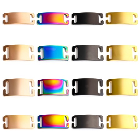 2 PCs 304 Stainless Steel Pet ID Dog Collar Name Tag Blank Stamping Tags Connectors Charms Pendants Rectangle Mirror Polishing