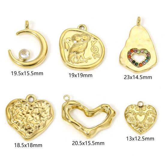 Image de Eco-friendly Vacuum Plating 304 Stainless Steel Valentine's Day Charms Gold Plated Heart Wave