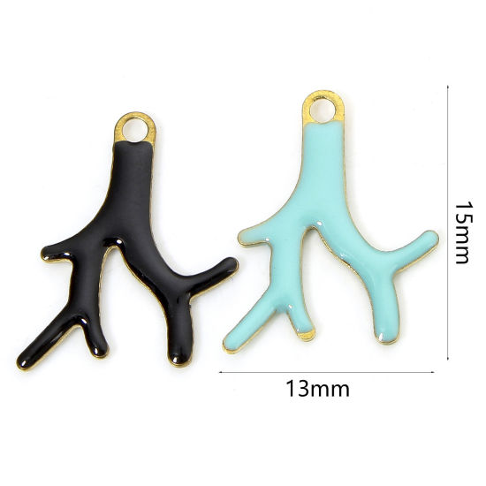 Immagine di 5 Pz Ottone Sequins Smaltati Ciondoli Colore di Ottone Multicolore Corallo Smalto 15mm x 13mm