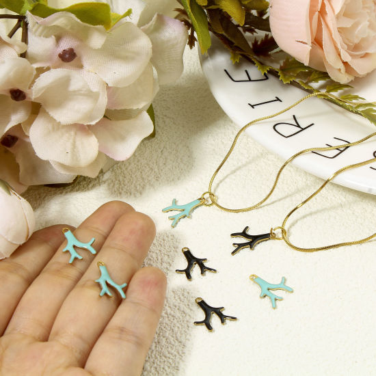 Immagine di 5 Pz Ottone Sequins Smaltati Ciondoli Colore di Ottone Multicolore Corallo Smalto 15mm x 13mm