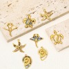 Image de 1 Pièce Breloques en 304 Acier Inoxydable & Coquille Naturelle Respectueux de la Nature Bijoux d'Océan Tortue de Mer Doré Conque