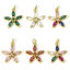 Image de 1 Pièce Breloques en Laiton Respectueux de la Nature Fleur Plaqué Or Véritable 18K à Strass Coloré 22mm x 17mm