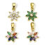 Image de 1 Pièce Pendentif Breloque en Laiton Respectueux de la Nature Fleur Plaqué Or Véritable 18K à Strass Coloré 18mm x 11mm