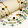 Bild von 1 Strang Vakuumbeschichtung 304 Edelstahl Perlenkette Halskette 18K Gold plattiert Blumen Mit Karabiner Verschluss und Verlängerungskette Extender 39cm lang