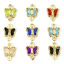 10 PCs Brass & Glass Insect Connectors Charms Pendants Gold Plated Multicolor Butterfly Animal 11mm x 7mm の画像