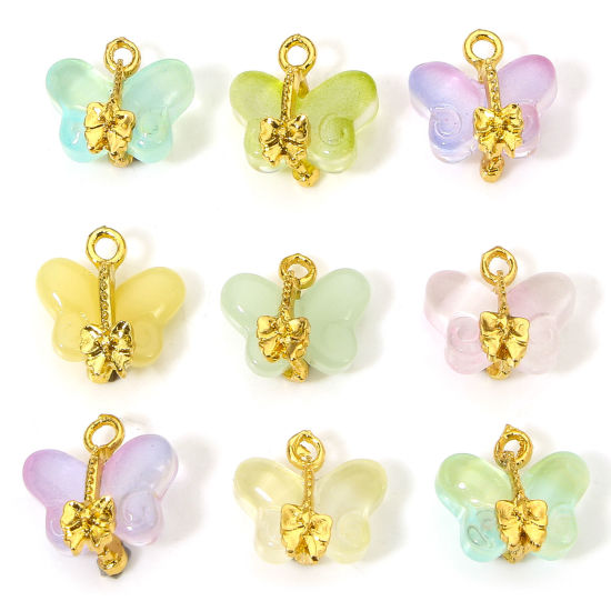 Изображение 10 PCs Zinc Based Alloy & Lampwork Glass Insect Charms Multicolor Butterfly Animal 15mm x 14.5mm
