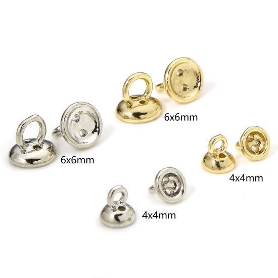 Immagine di 5 Pz Ecologico Ottone Corda di Collana Tappi Terminali a Punta di Perline con Foro per Infilare Collana Bracciale Realizzazione di Gioielli Tondo Vero Oro Placcato