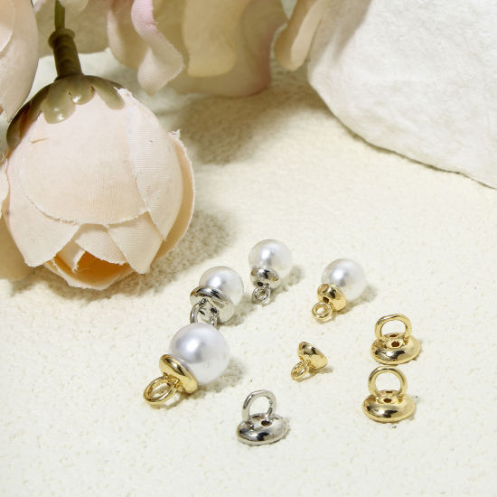 Immagine di 5 Pz Ecologico Ottone Corda di Collana Tappi Terminali a Punta di Perline con Foro per Infilare Collana Bracciale Realizzazione di Gioielli Tondo Vero Oro Placcato