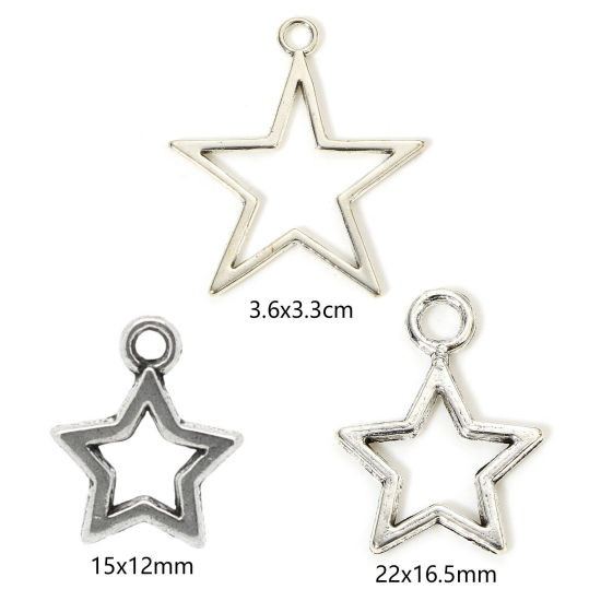 Imagen de 20 Unidades Zamak Galaxia Colgantes Plata Antigua Estrellas de cinco puntos Hueco