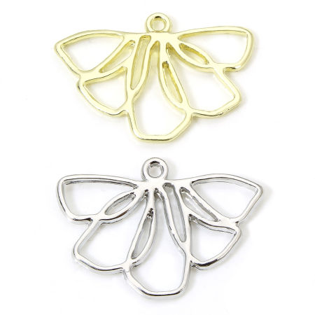Immagine di 10 Pz Lega di Zinco Ciondoli Multicolore Foglia Fiore Filigrana 25.5mm x 18mm