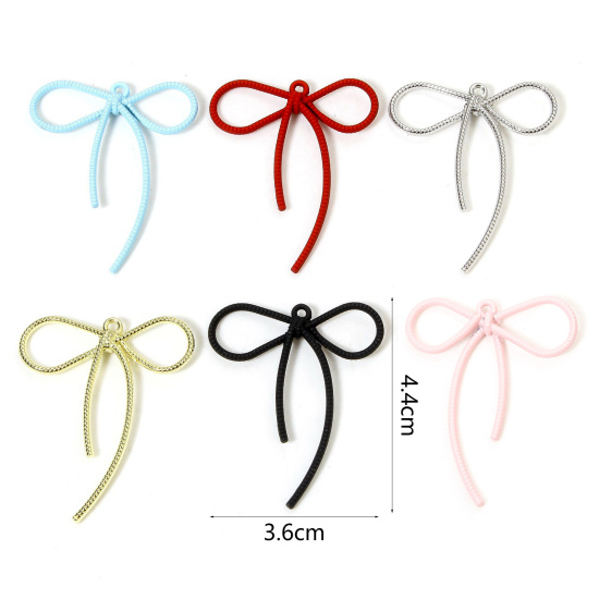 Picture of Zinc Based Alloy Clothes Pendants Multicolor Bowknot Hollow 4.4cm x 3.6cm