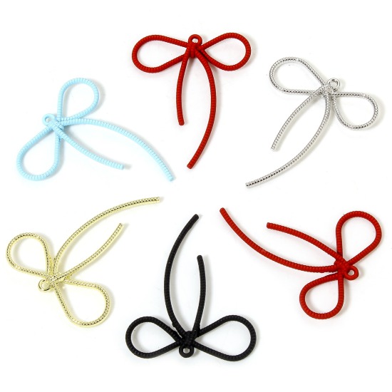 Изображение 10 PCs Zinc Based Alloy Clothes Pendants Multicolor Bowknot Hollow 4.4cm x 3.6cm