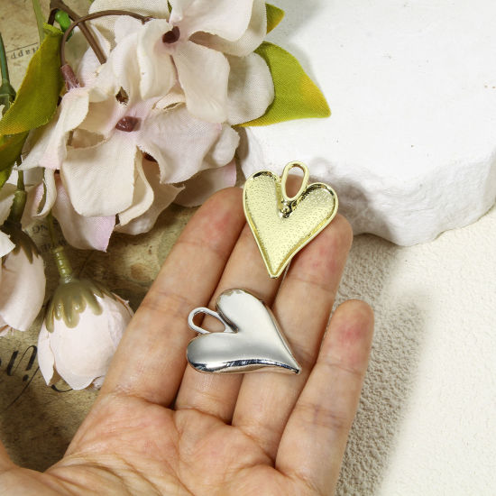 Immagine di 5 Pz Lega di Zinco San Valentino Ciondoli Pendenti Multicolore Cuore Liscio 3.4cm x 2.5cm