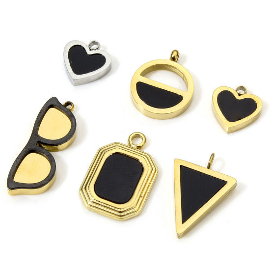 Image de Eco-friendly Vacuum Plating 304 Stainless Steel & Acrylic Simple Charms Multicolor Black Heart Geometric