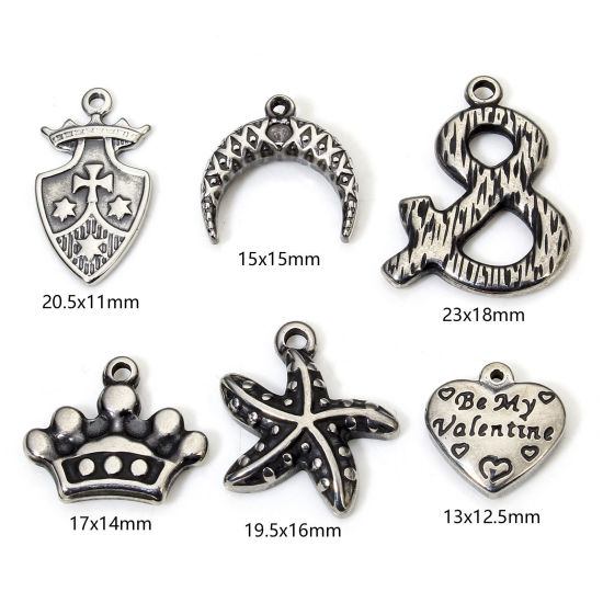 Image de Eco-friendly 304 Stainless Steel Retro Charms Gunmetal Crown