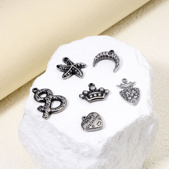 Image de Eco-friendly 304 Stainless Steel Retro Charms Gunmetal Crown