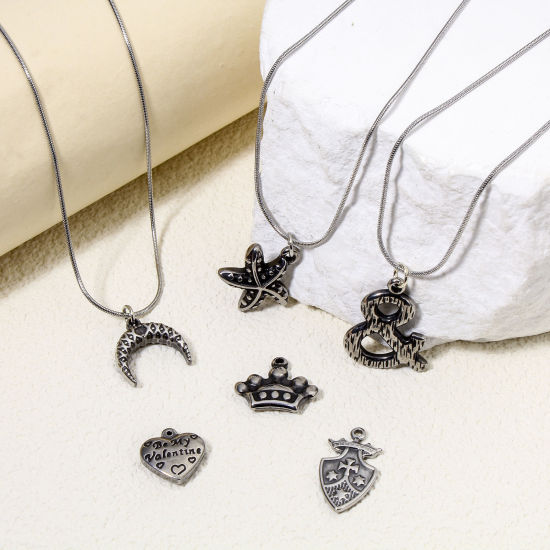 Image de Eco-friendly 304 Stainless Steel Retro Charms Gunmetal Crown