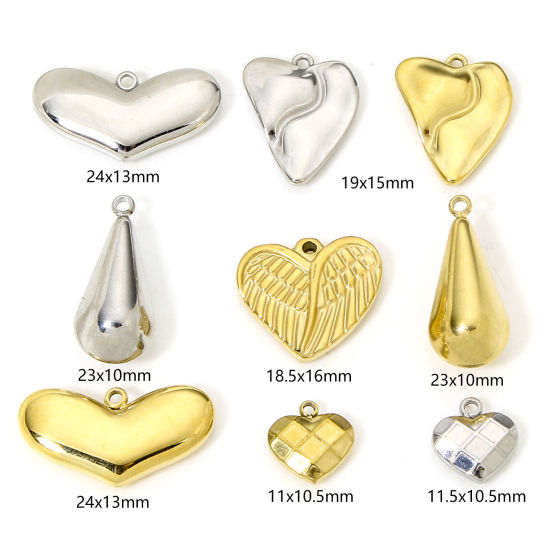 Immagine di 1 Pz Placcatura Sottovuoto Ecologica 304 Acciaio Inossidabile Elegante Ciondoli Cuore Multicolore